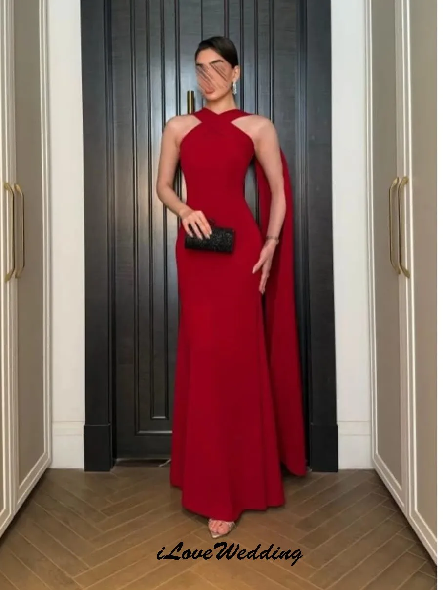 Czerwone Eleganckie Sukienki na Bal Bez Rękawów 2025 Sukienka na Wesele dla Kobiet Gości Plisowane Suknie Formalne Długie do Podłogi Gala Szyte na Miarę