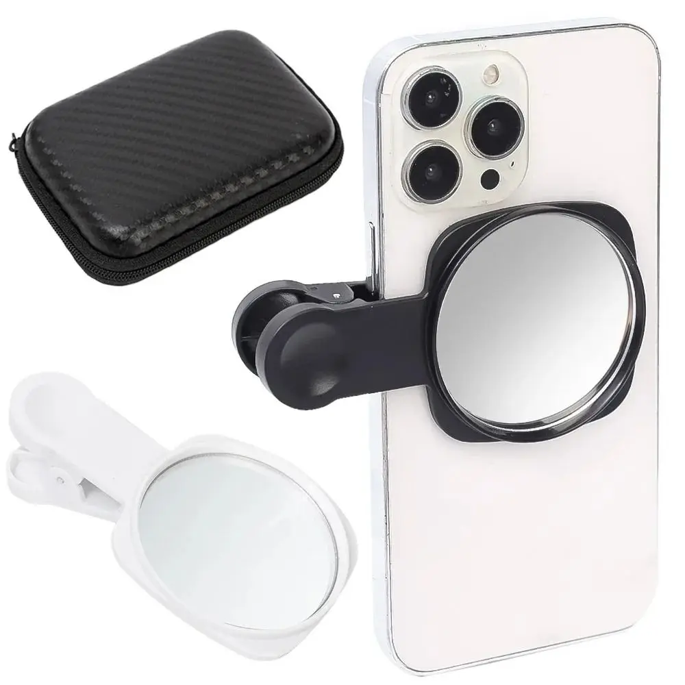 Back Rear Phone Camera Mirror Reflection Clip Kit Dustproof Cloth With Storage Bag Selfie Reflector Mirrors Accessories