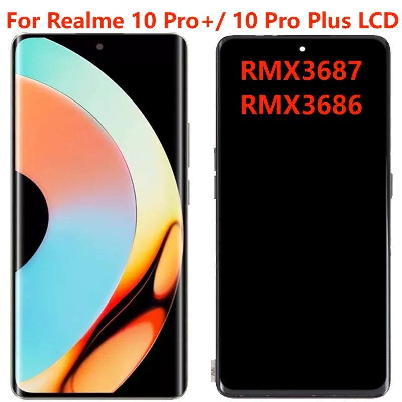 

6.7" Original For OPPO Realme 10 Pro Plus/10 Pro+ RMX3687 RMX3686 LCD Display With Frame Touch Screen Digitizer Assembly Repair