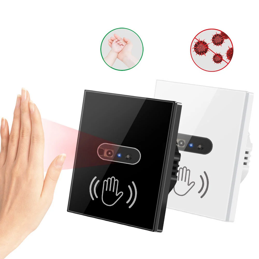 10A Smart Wall Light Switch Hand Sweep Sensor Glass Screen Panel No Need Touch EU IR Infrared Lights Sensor Switch