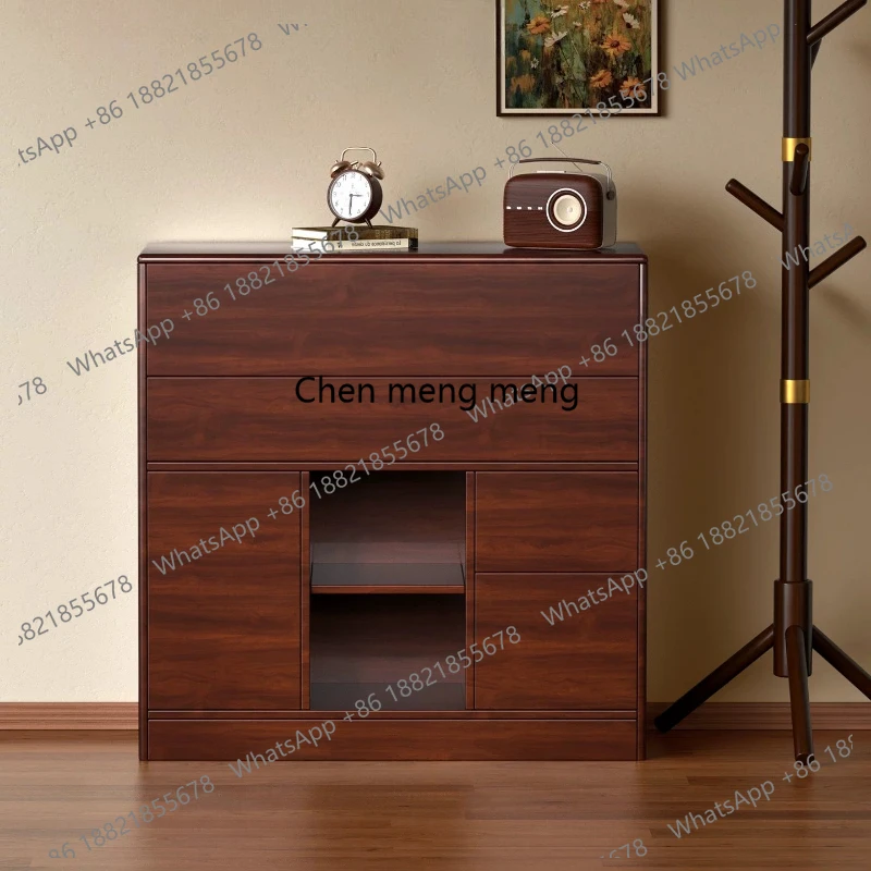 Concealed solid wood locker, multi-functional hiding, household large capacity, insurance, dining side storage cabinet