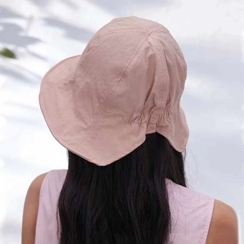 Korean Version Versatile Nylon Quick-drying Bucket Hats Women Summer Shading Solid Color Versatile Simple Cute Pink Basin Cap