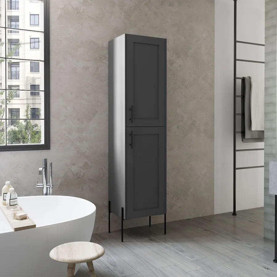 

Linen Cabinet 70.8 H with 1 Door and 4 Shelves Matt Gray