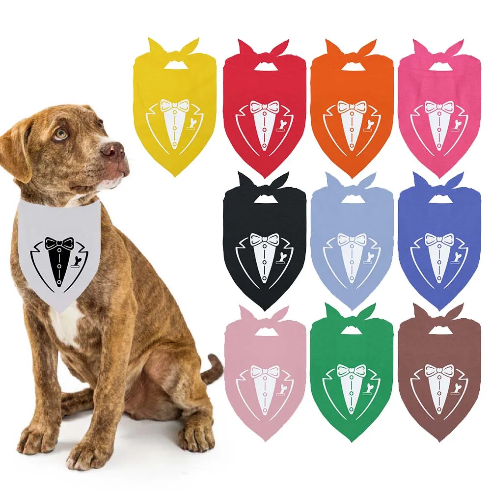 Suit tie pattern Adjustable Pet Dog Bandanas Triangle Pet Scarf for Small Medium Large Dog Gentleman Gift Neckerchief Bibs