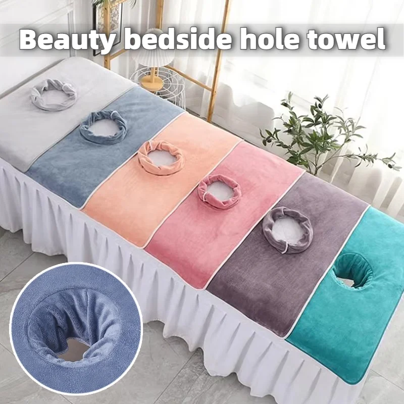 Premium Plush Beauty Bed Face Hole Towel 50x80cm Acupuncture Moxibustion Massage Table Cover for Salon Clinic Home Hotel Use