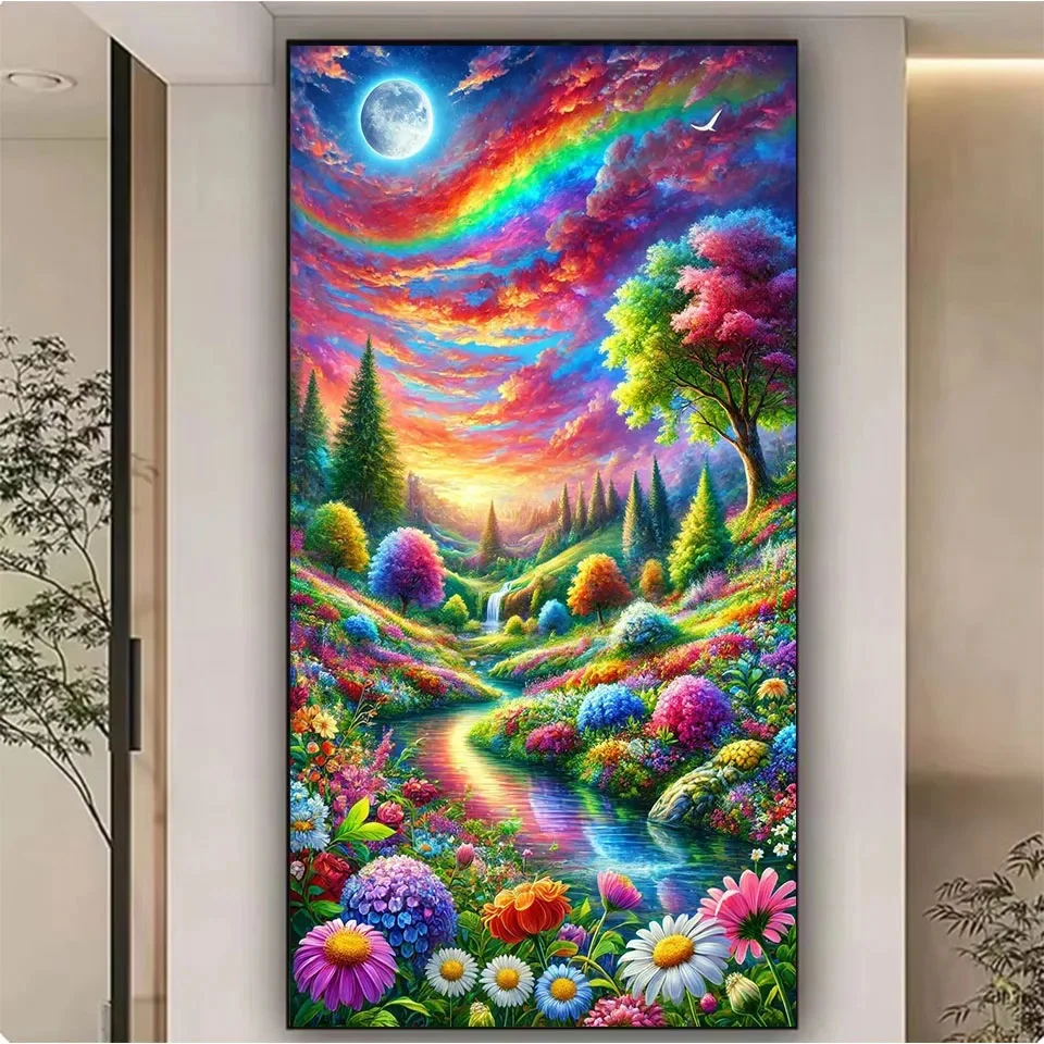 Large Diamond Art Painting Cross Stitch Kits Beautiful Flower Forest Spring River Landscape Sale Mosaic Art Diamond Embroidery