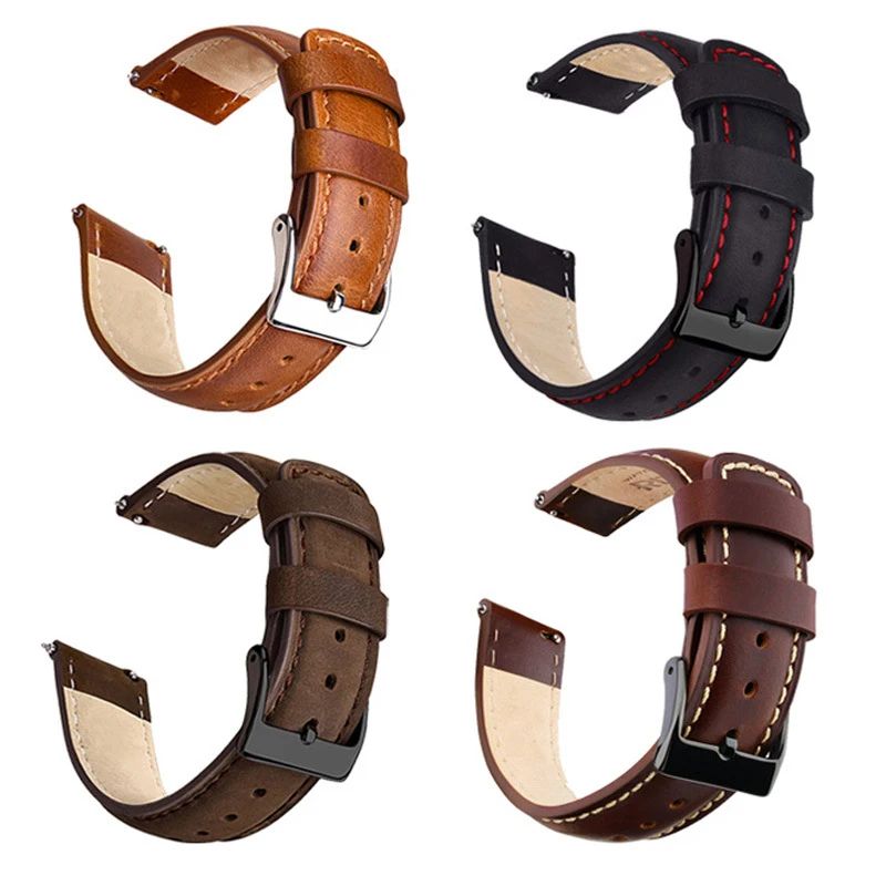 Vintage Leather Watch Strap 22mm For Huawei Bracelet For Samsung watch Accessories Quick Release Smartwatch Watchbands UTHAI