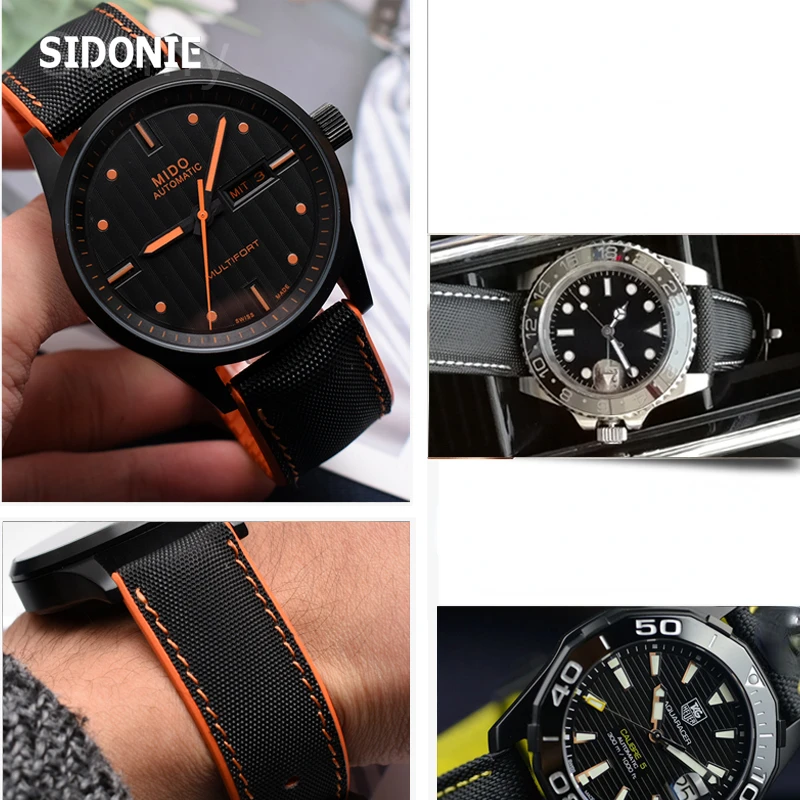 Nylon Silicone Watchband for Mido Citizen Bm8475 for Tissot Men's  Waterproof Nylon Silicone Watch Strap 18 20 22 24mm for Omega