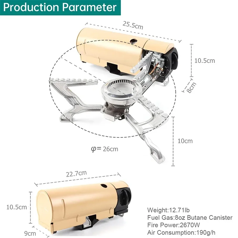 

LMETJMA Portable Folding Gas Stove Propane 2600W Camping Stove Outdoor BBQ Picnic Gas Burner Stove with Storage Bag JT-666