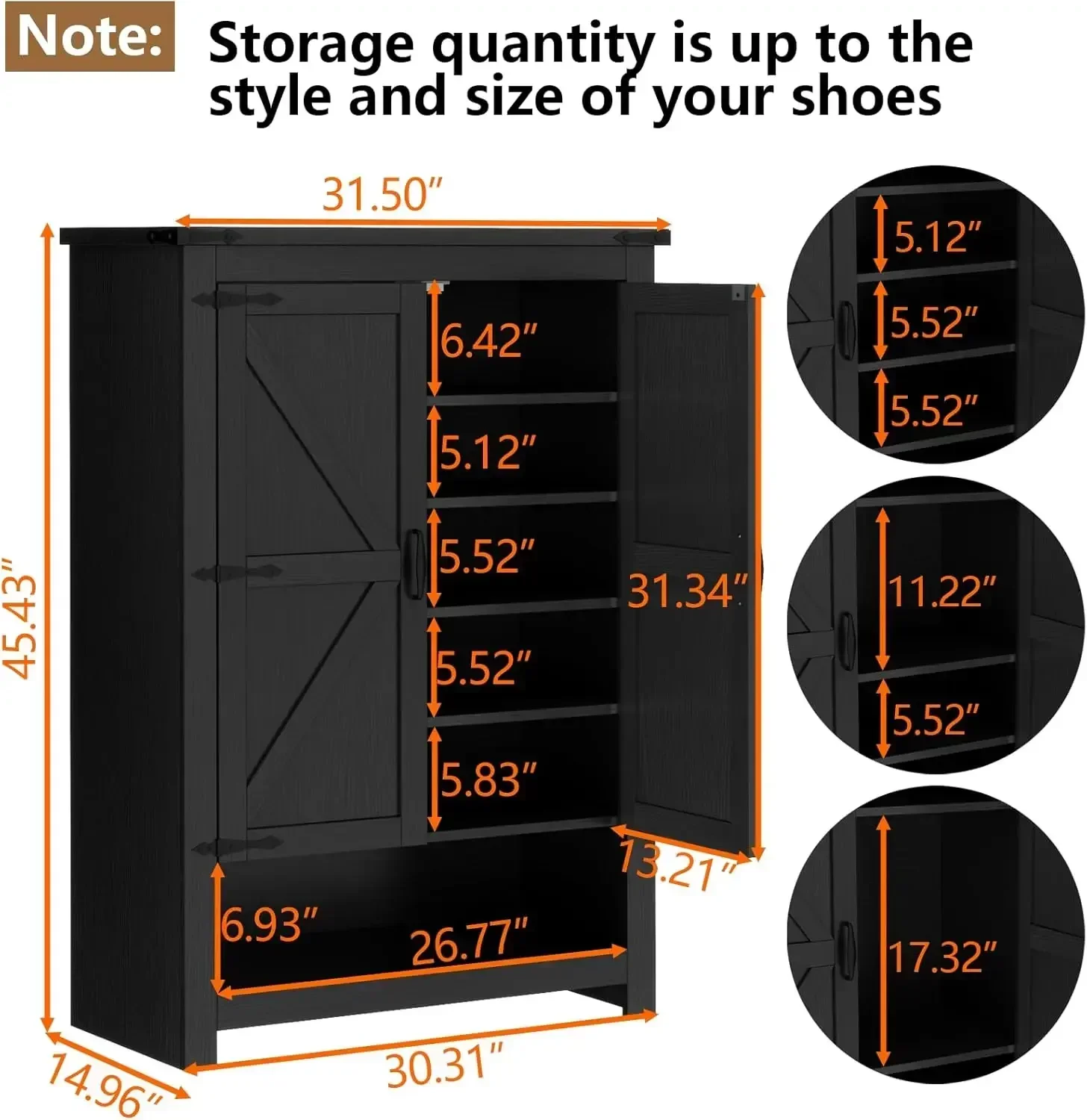 Shoe Cabinet with Doors, 7-Tier 28 Pair Shoe Cabinet Storage for Entryway, Hidden Narrow Shoe Cabinets with Adjustable Shelves