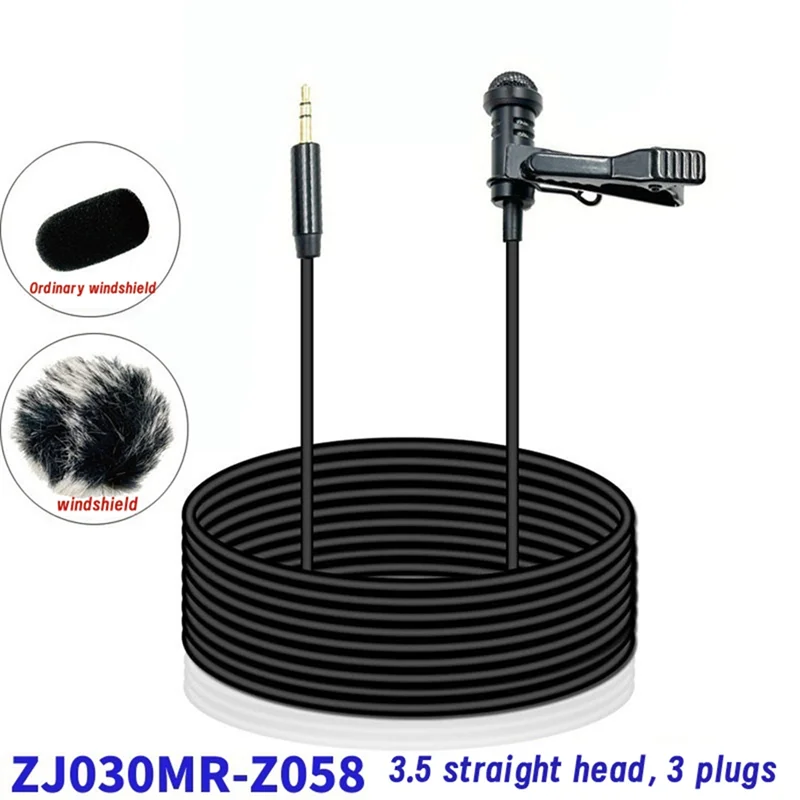 

-A99Z 3.5Mm Lavalier Microphone+Windproof Cover Kit Lavalier Mic Clip-On External Buttonhole Microphones For DJI Microphone 1.5M