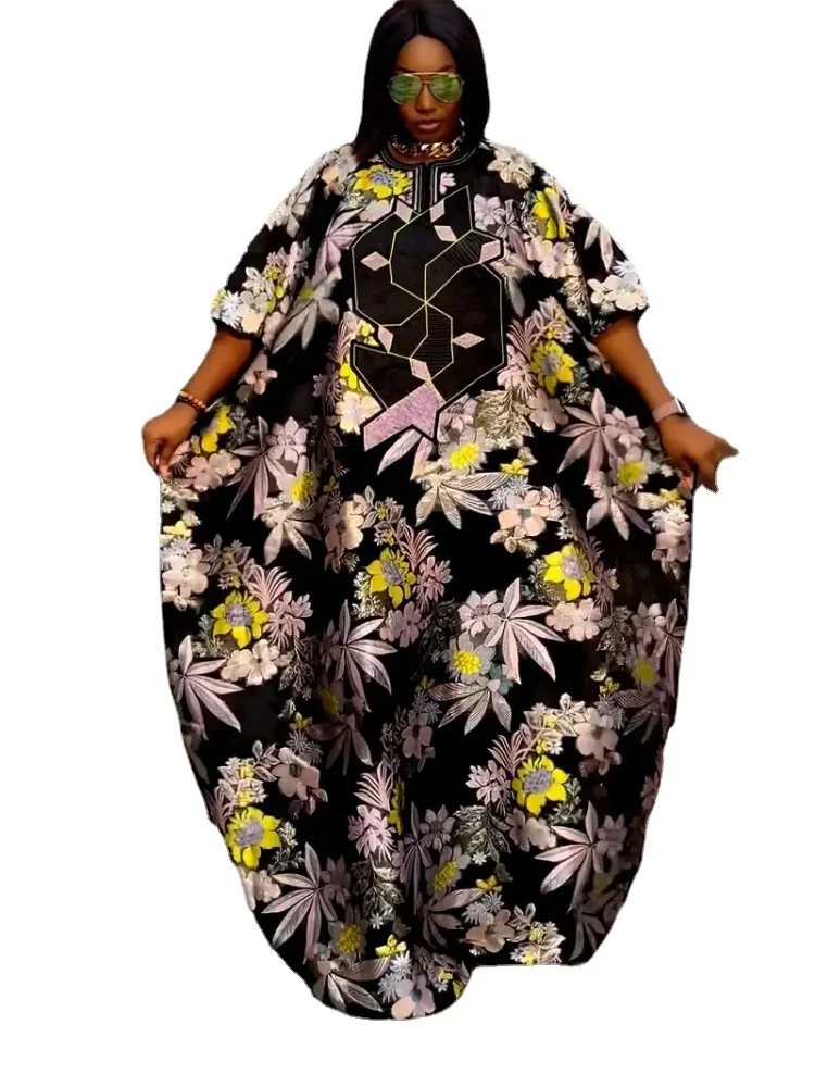 Print Abaya African Long Dresses Women Ramadan Eid Djellaba Musulmane Dress Dubai Islam Elegant Loose Robe Femme Turkish Kaftan