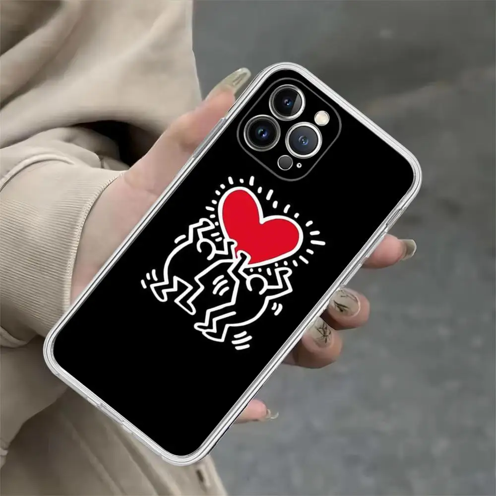 Colorful Print Graffiti Little Man Phone Case For iPhone 15 14 11 12 13 Mini Pro XS Max Cover 6 7 8 Plus X XR SE Funda Shell