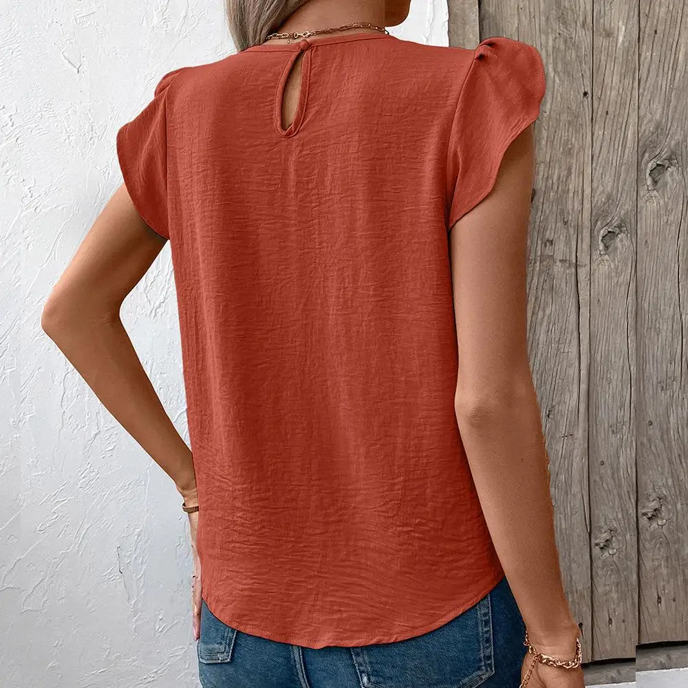Women's Hooded ort irt Ruffle Sves Casual Sle Polyester Fiber id Pattern Spor Look Overhead Wear