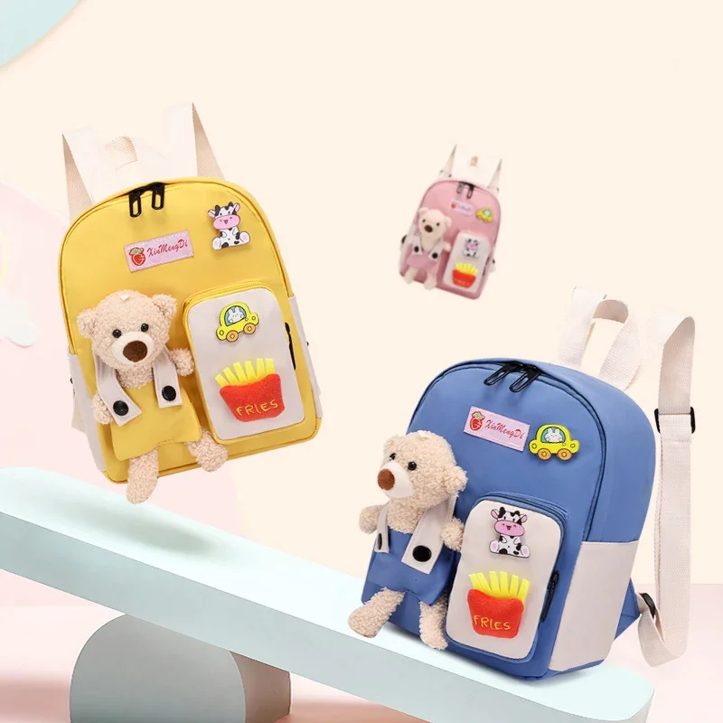 2024 Cartoon Bär Leinwand Schult aschen für Mädchen süße Kinder Kindergarten Schult aschen Kinder Rucksäcke Mädchen Junge Buch Taschen Rucksack