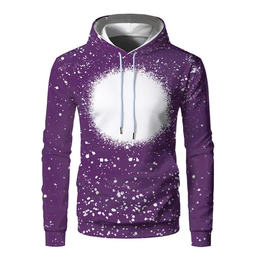 Lente En Herfst Nieuwe 3d Ronde Blanco Sneeuwvlok Splash Inkt Warmteoverdracht Sublimatie Voor Op Maat Gemaakte Geprinte Hoodie Casual Hoodie