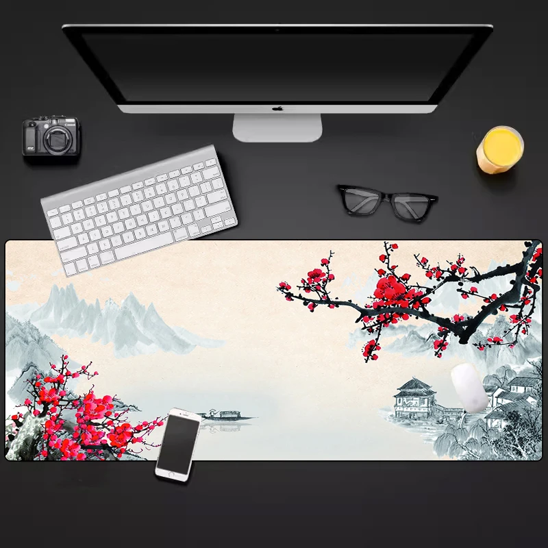 Tapis de souris à motif Sakura en polymères de bureau, nouveau grand tapis de souris, adapté aux jeux informatiques, bord de verrouillage, table de clavier, PC de jeu