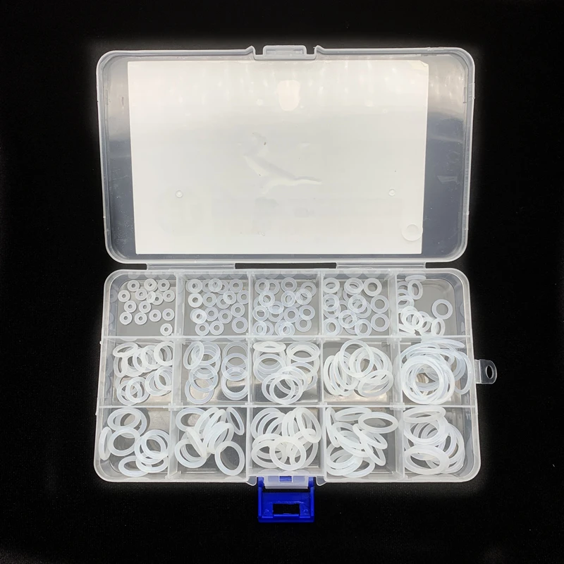 225PCS VMQ White O Ring Gasket Silicone Food Grade O-Rings Silicon Ring High Temperature Gasket Kit Set Box Ring