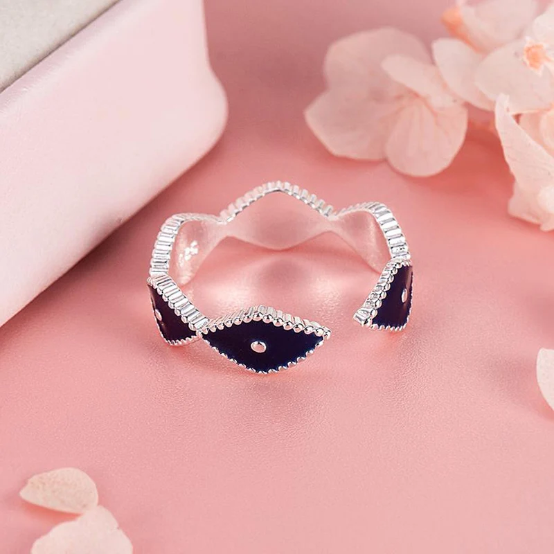 Trendy Geometric Drip Oil Grid Finger Jewelry for Women Light Luxury High End Versatile Ring Two Pieces Per Set Rings KOFSAC