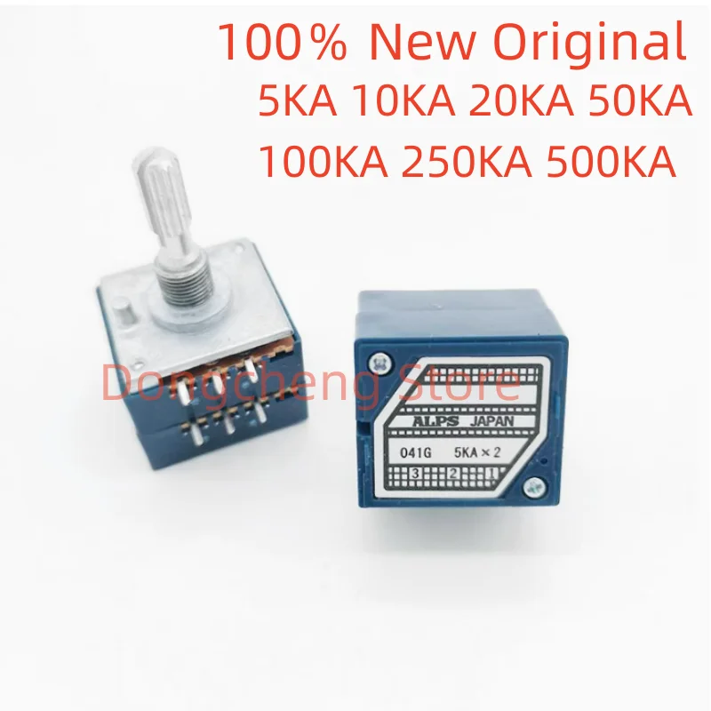 Alps RK27 Serie Audio Rotary Potentiometer 5K10k 20k 50k 100k 250k 500k Dual-Unit 6pin Slotted 25mm Handle 10~500kax2