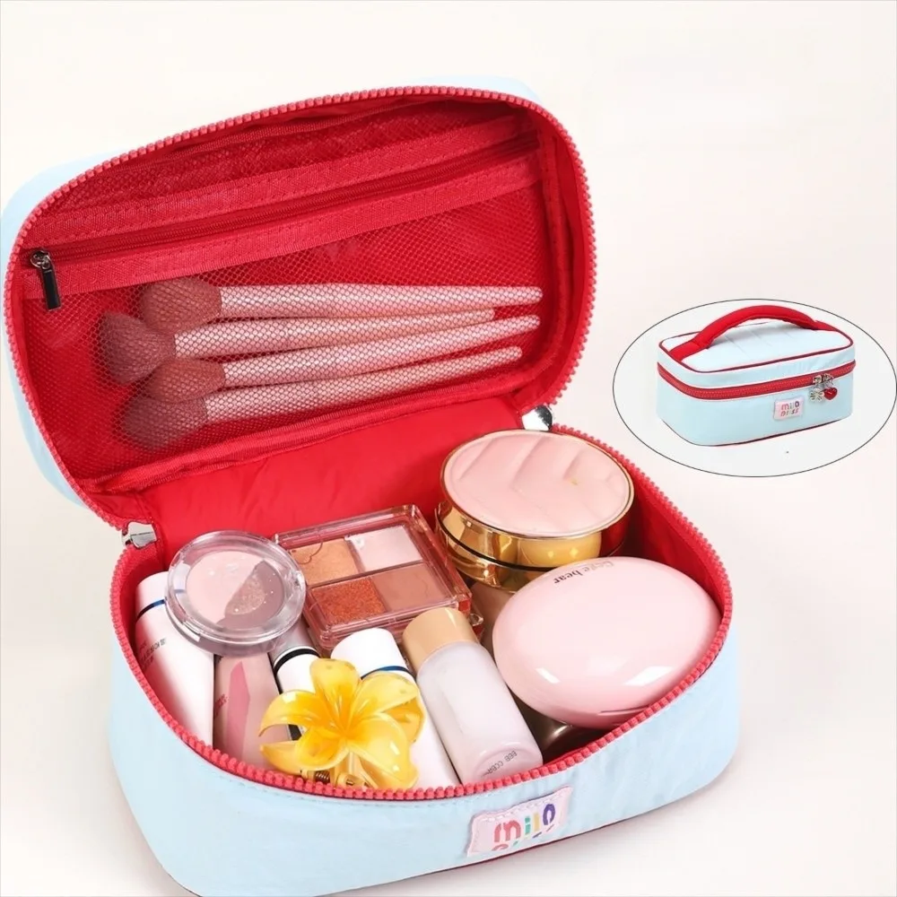 

Dopamine Contrast Makeup Bag Handheld Large Capacity Toiletry Storage Bag Handbag Zipper Portable Cosmetic Organizer Student