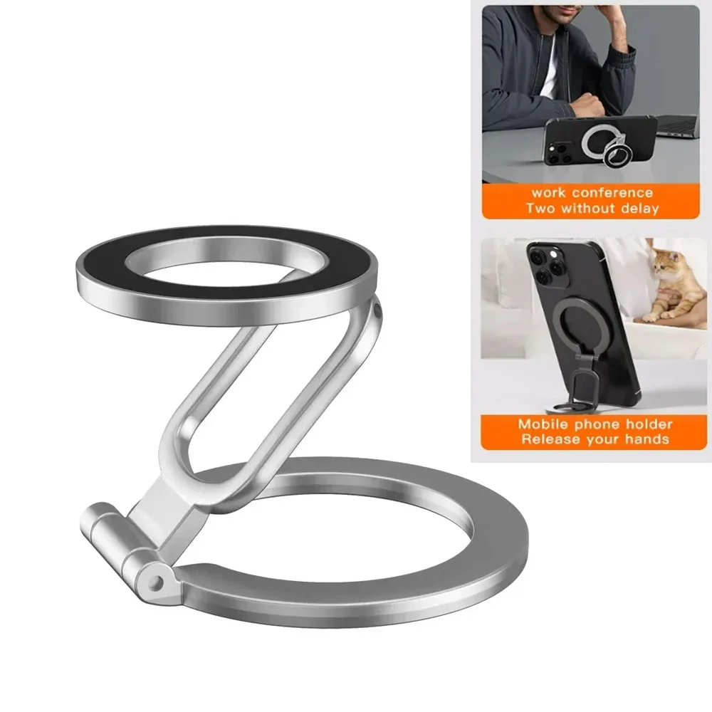 

MagSafe Finger Ring Holder Double-Sided Magnetic Foldable 360° Rotating Phone Stand Strong Magnet Grip Support for IPhone 14 15