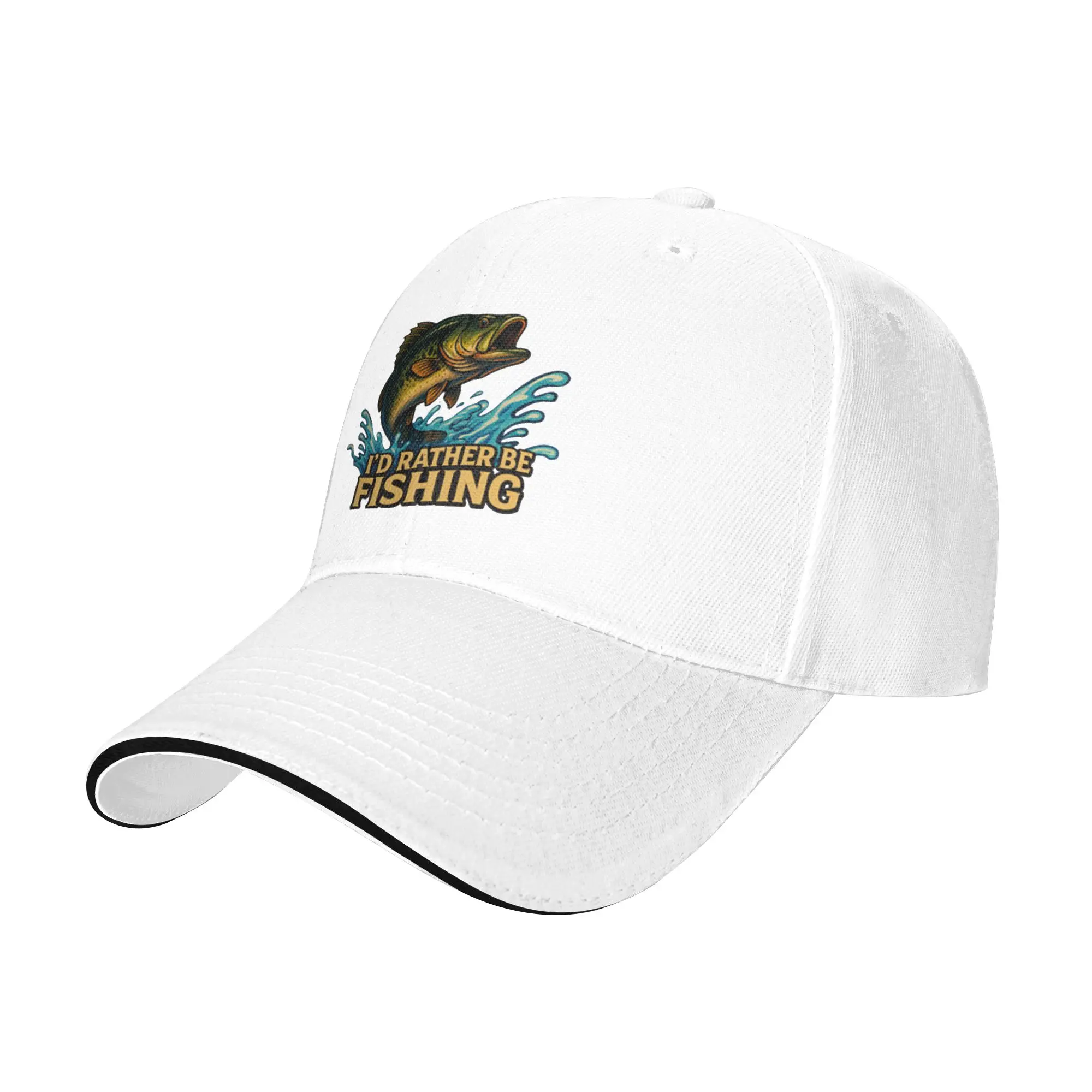 I d Rather Be Fishing Bass Splash Design Gift For Children Men Women A Baseball Cap Hat