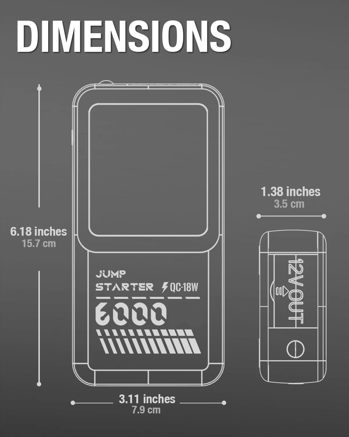 بطارية سيارة محمولة للغاية 2700A مكثف فائق كاتب الانتقال 12000 مللي أمبير 12 فولت 760CCA مع مشابك ذكية