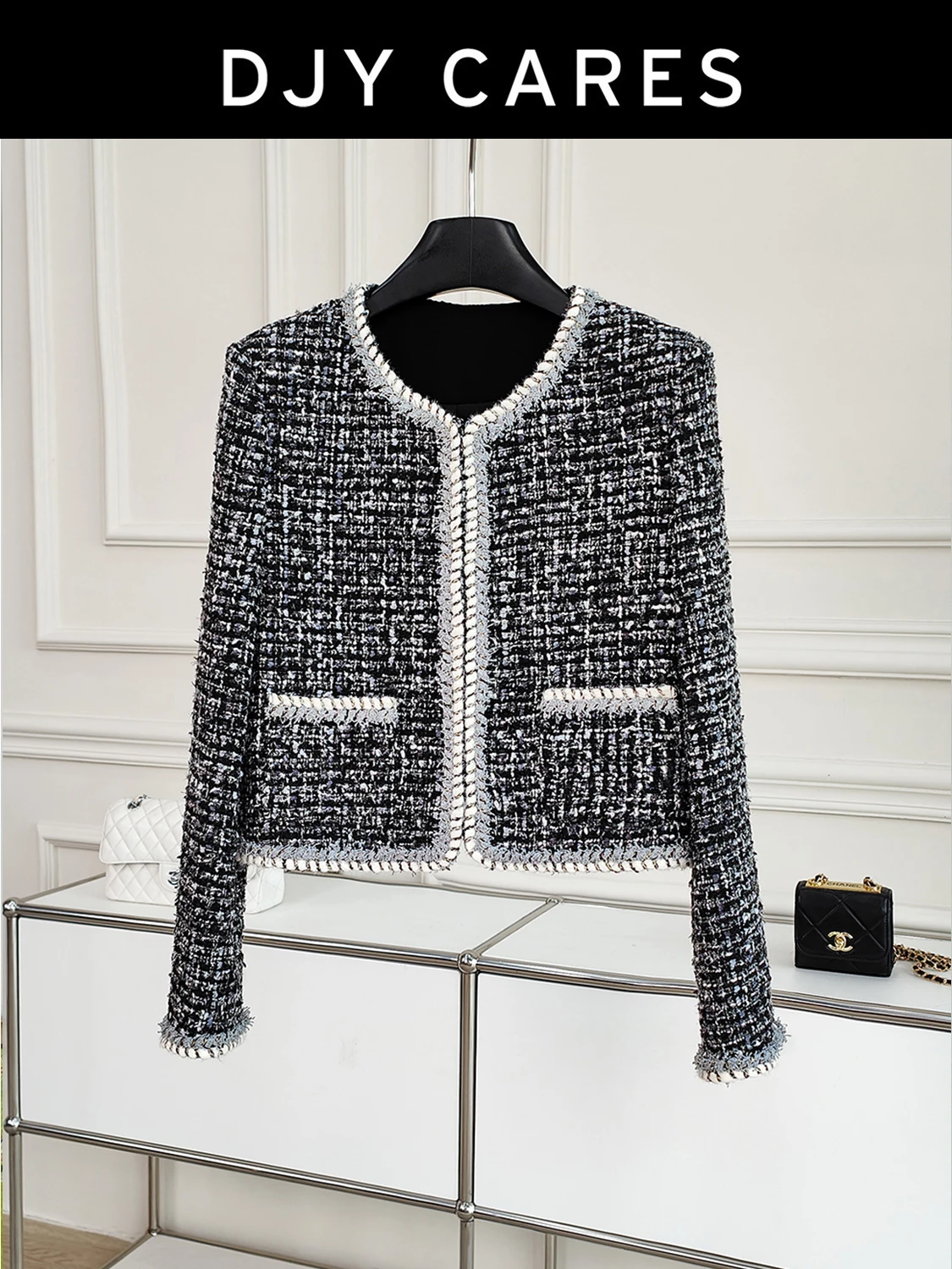 

Новый дизайн тяжелой промышленности, черно-серое пальто, короткий топ, большой размер