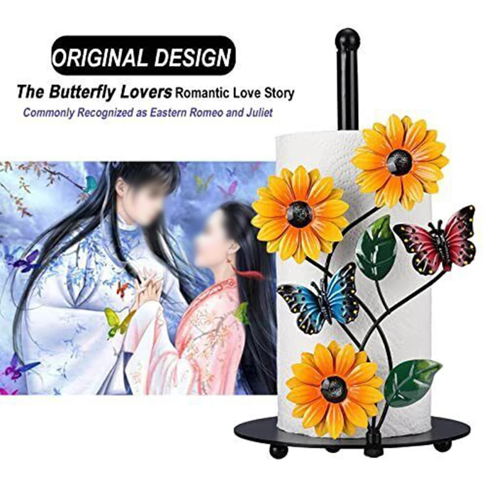 

Sunflower Kitchen Paper Towel Holder Unique Design Sturdy and Non slip Compatible with Standard and Large Rolls