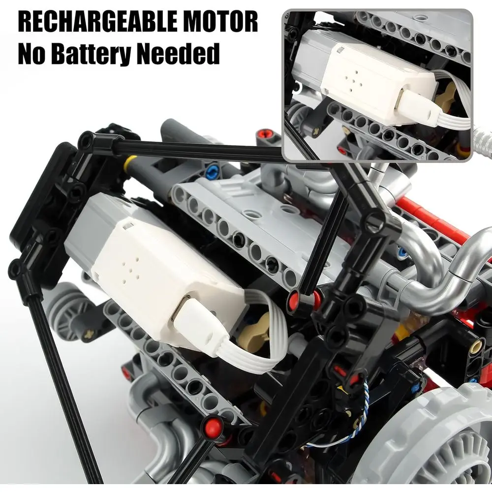 Kit modello motore V8 a 8 cilindri con motore, luci a LED e giocattolo educativo STEM controllato da app per tutte le età (660 pezzi)