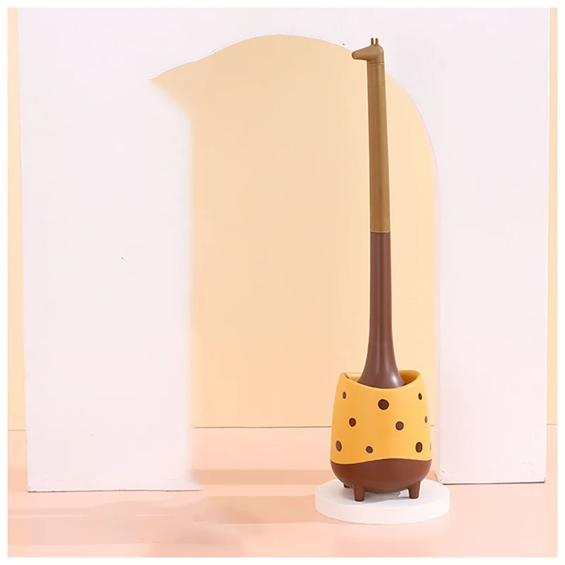 1set,Toilet brush,Cute Giraffe Toilet Brush with Soft PP Bristles,Non Dead Corner Soft Bristled Household Toilet Brush,for Bathr