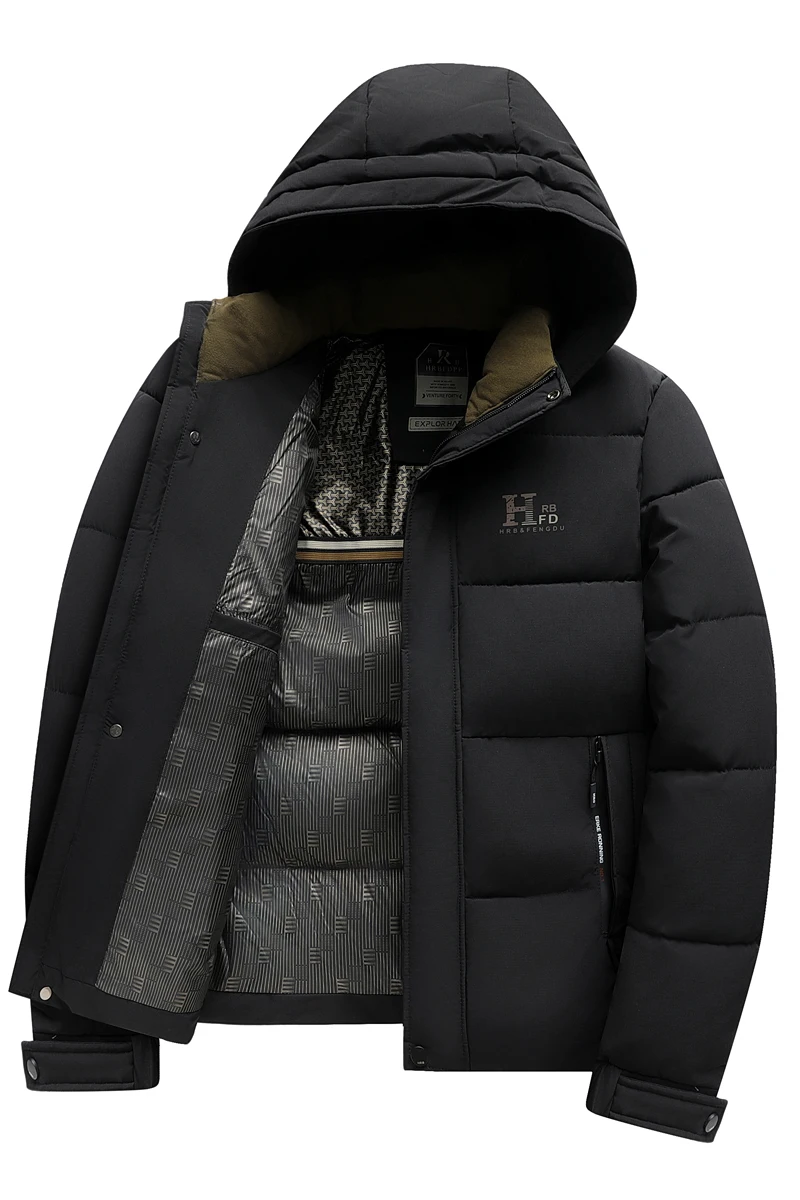 2025 Chaqueta de algodón con capucha y cremallera informal de moda cálida y gruesa de grafeno para hombre nueva de invierno