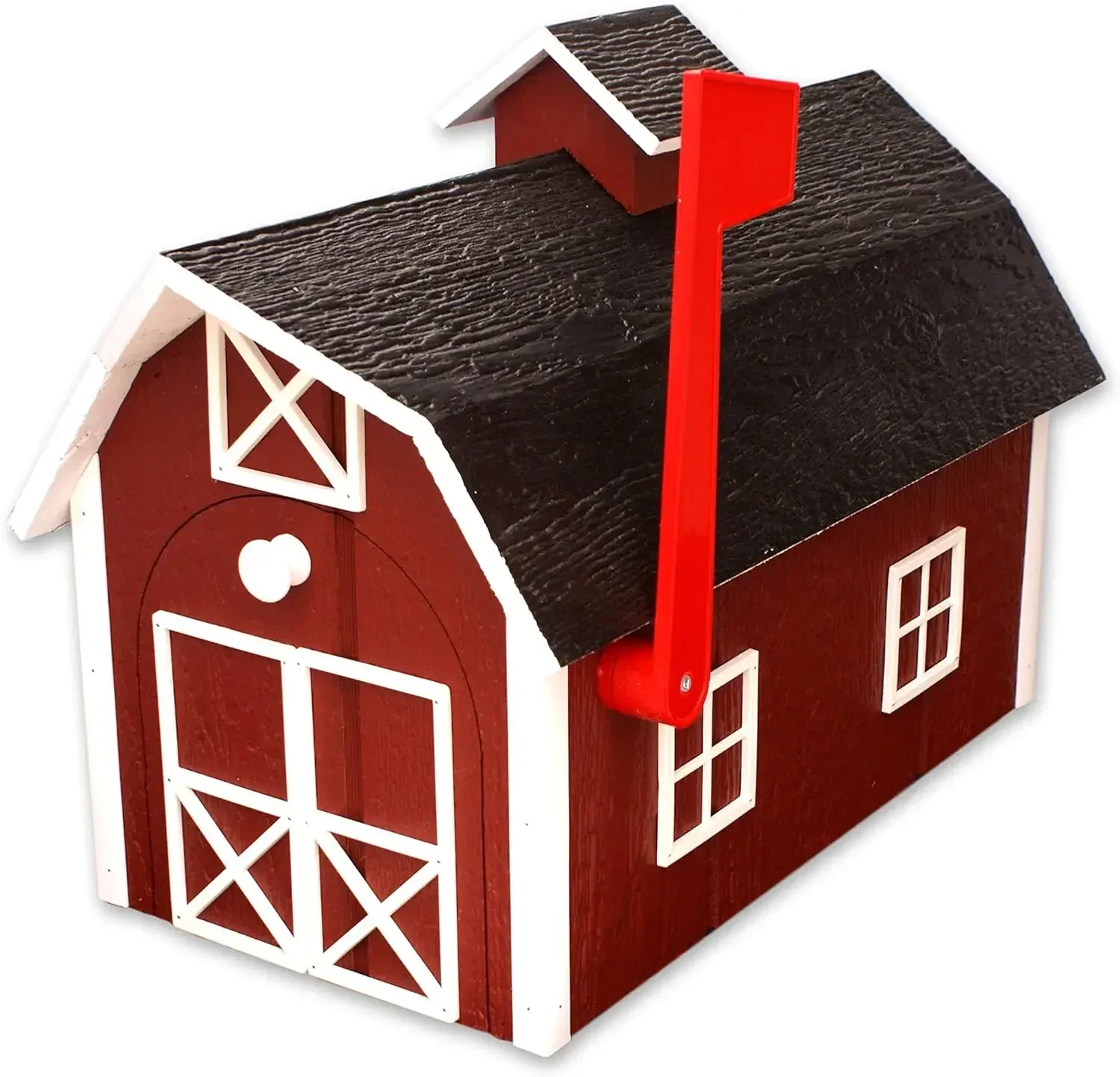 

[Limited Stock!]Deluxe Wooden Mailbox, Dutch Barn Style (Red with White Trim)