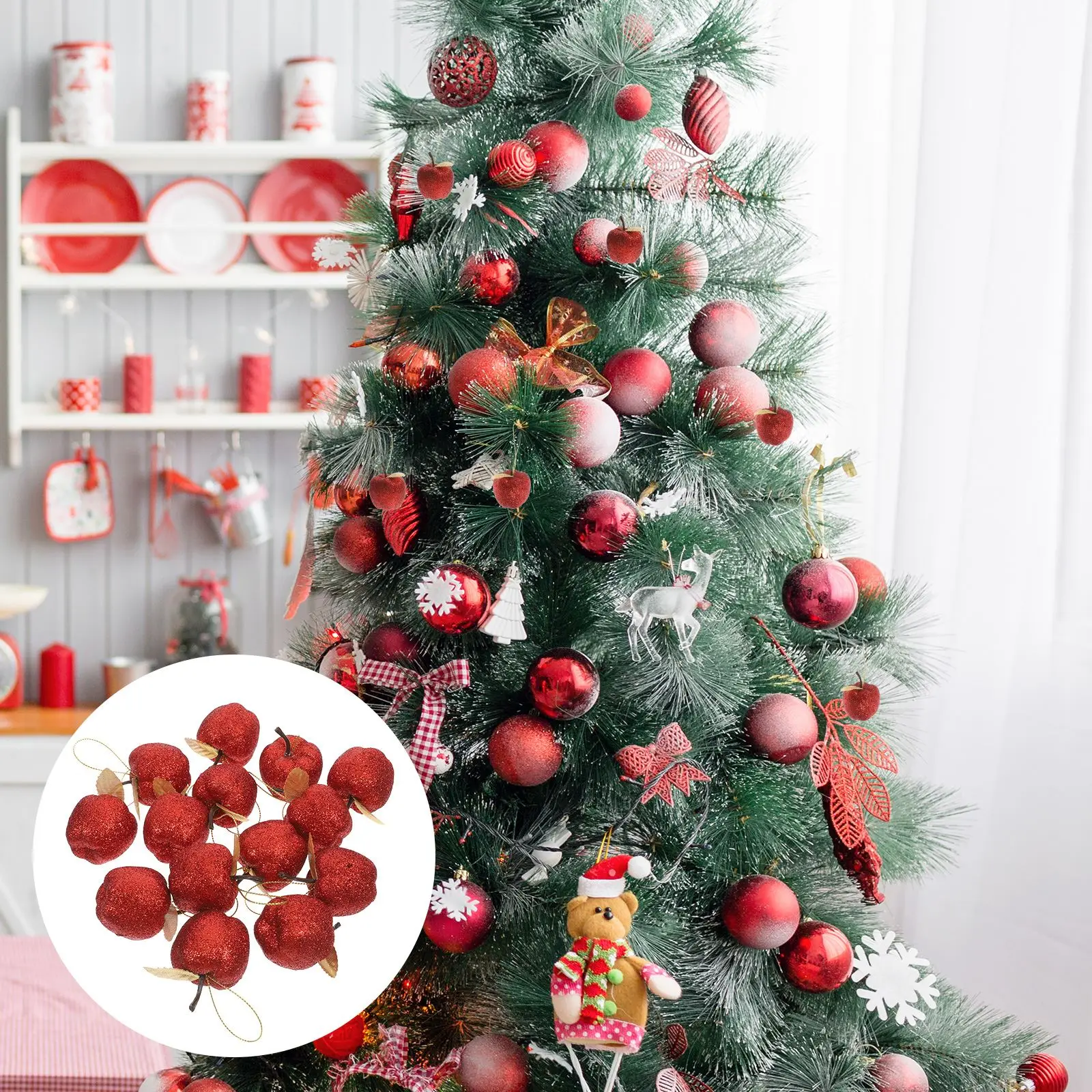 20Pcs Christmas Tree Apple Shaped Hanging Ornaments Xmas  Decoration Christmas Tree Decoration Christmas Party Supplies