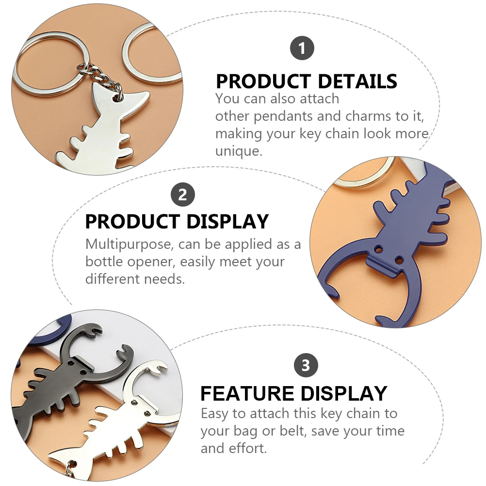 

3pcs Keychain Opener Metal Key Lobster Shape Keyring Ring Lobster Shape Multipurpose Camping Accessories Unique Gift Idea