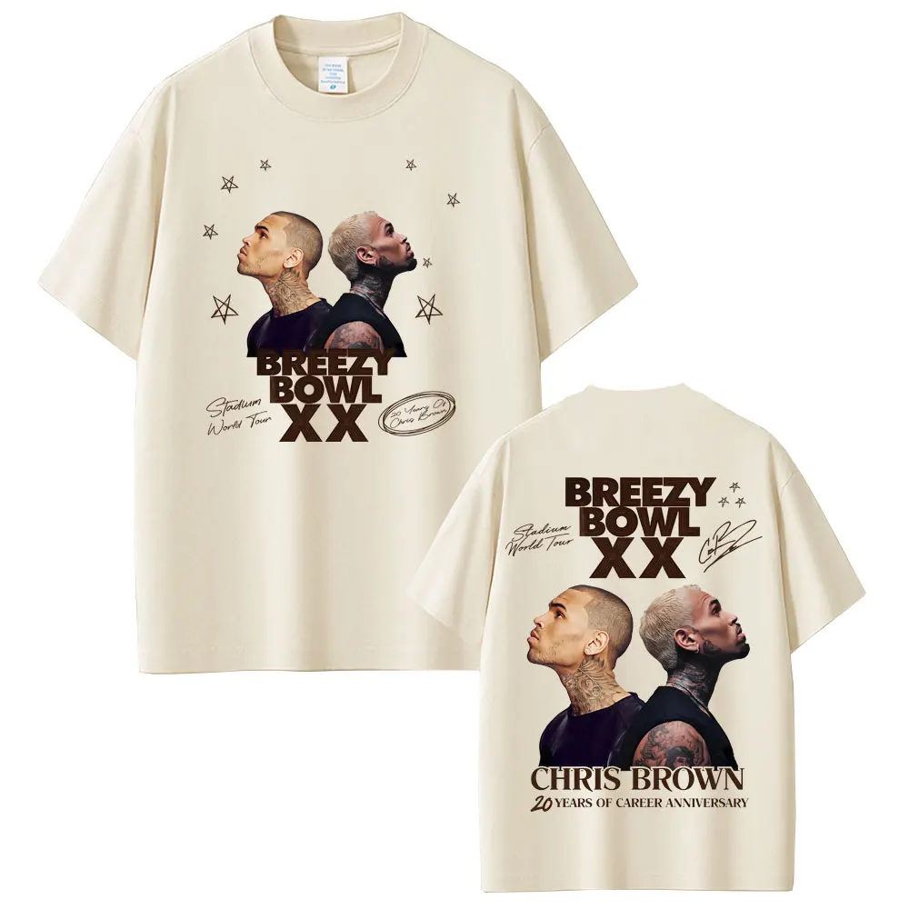 

Hot Sale Rapper Chris Brown Breezy Bowl XX Tour 2025 Merch T-shirt Men Women Hip Hop Fashion T Shirt Male Casual Cotton T-shirts
