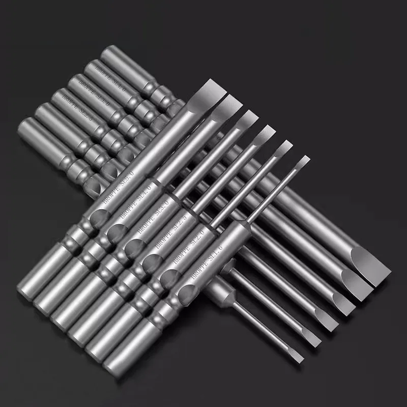 801 Slotted Electric Screwdriver Bit S2 Alloy Steel 5mm Round Shank Magnetic Flat Head Drill Bit Screw Driver Bit