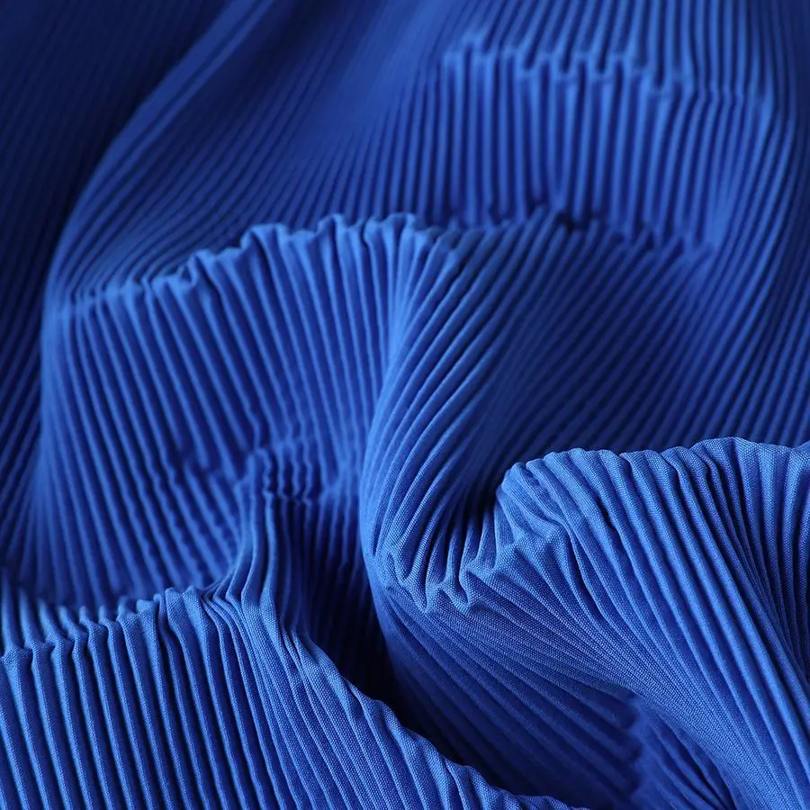 Plain Pleated Fabric Designer By Meter for Wedding Decoration Skirts Upholstery Sewing Fashion Dress Cloth Breathable Black Blue