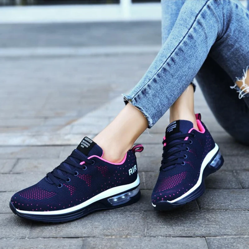 Fashion Sneakers Women Shoes Stretch Fabric Air Cushion Sports Shoes Woman Platform Shoes Ladies Loafers Student Casual Shoes