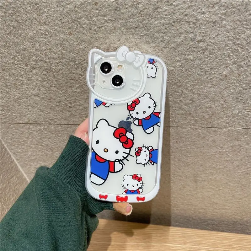 Sanrio Hello Kitty Transparent Case For iPhone 15 14 13 11 12 Pro Max XS XR 7 8 Plus SE20 Cute Cartoon Lady Girl Cover Y2K New