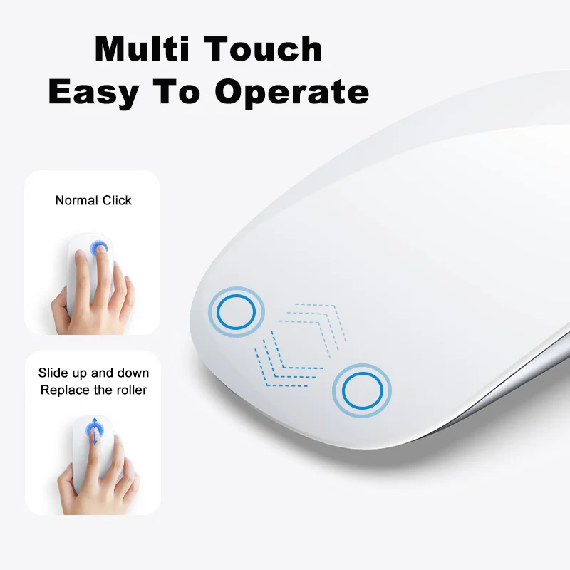 Bluetooth Touch Mouse Oplaadbaar Lichtgewicht Dun Type Draagbaar Maussysteem Compatibel Mute Click Kantoorgebruik Computeronderdeel