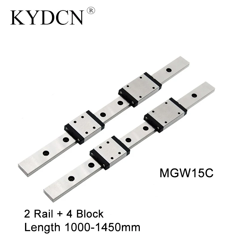 MGW MGW15 1000 1050 1100 1150 1200 1300 1400 1450mm miniature linear rail slide 2pc MGW15 linear guide+4pc MGW15C carriage