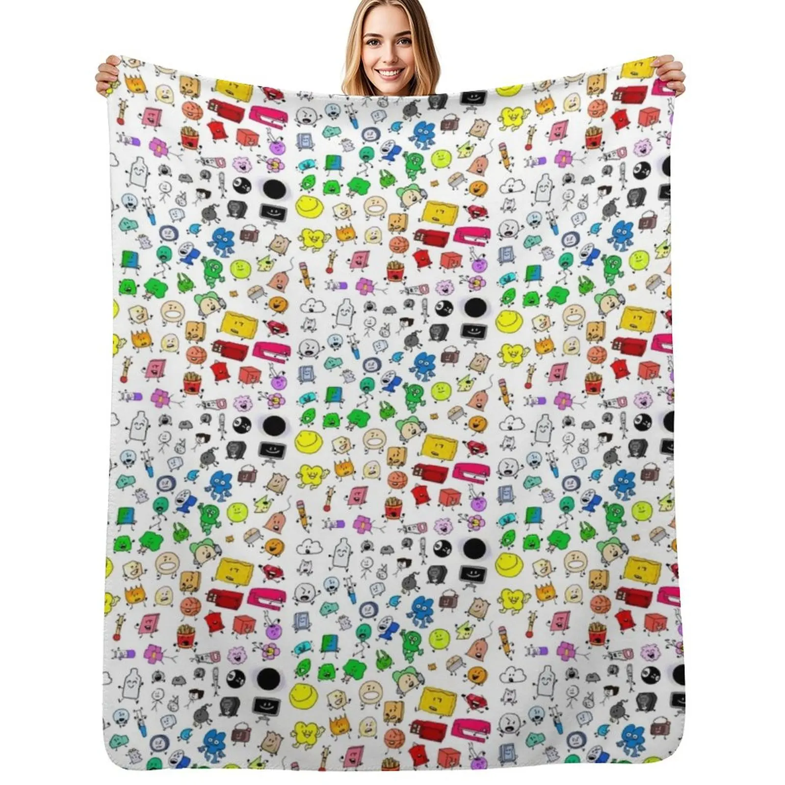 

BFDI All Characters (Transparent) Throw Blanket Cute Cute Plaid Decoratives Soft Big Blankets