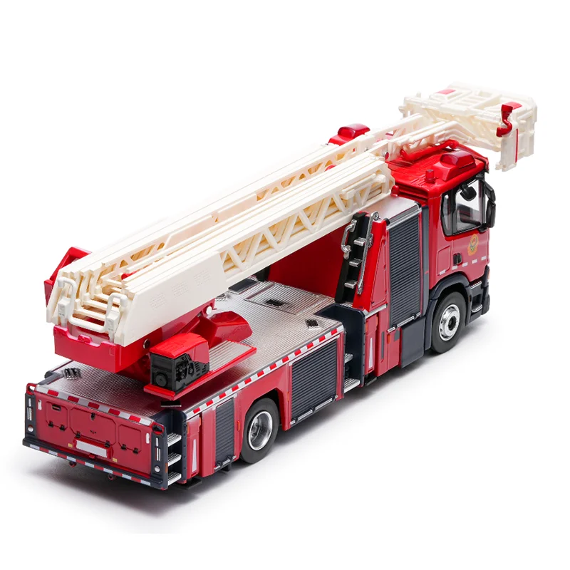 MASSDI 1/64 escala L32 escalera de bomberos camión rescate motor de bomberos aleación coche modelo ornamento juguete coleccionable