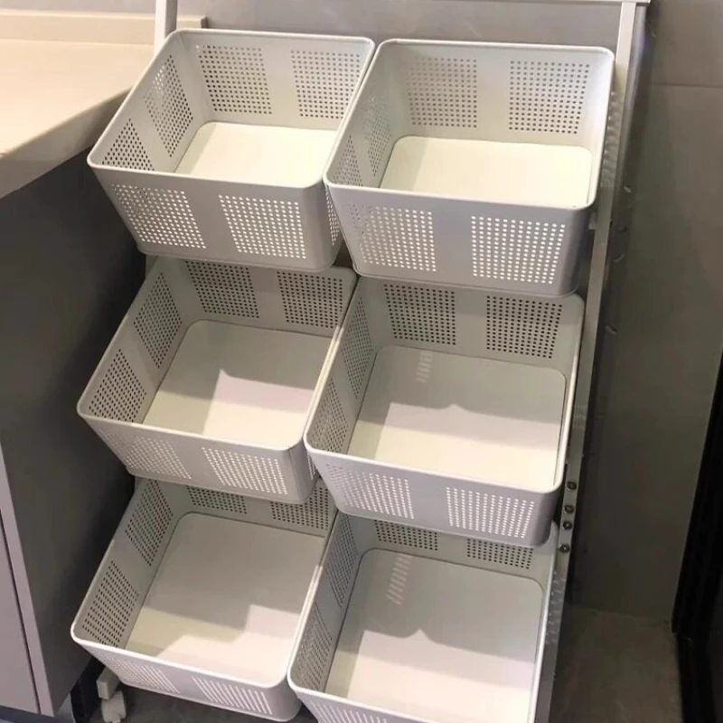 Multi-layer Rolling Storage Cart For Home Kitchen Fruit Vegetable Basket Floor Snack Organizer Shelf For Living Room Household