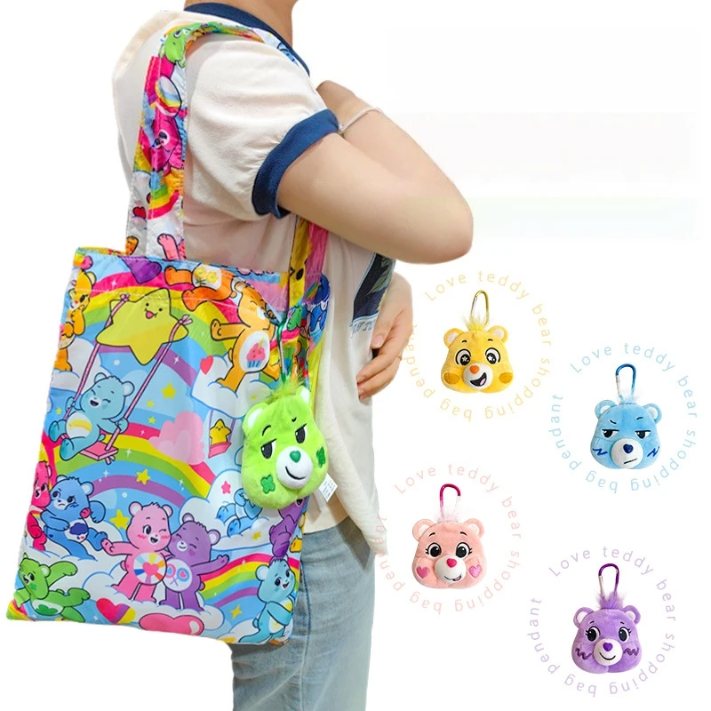 Kawaii arc-en-ciel ours porte-monnaie porte-clés Anime Carebears pendentif en peluche dessin animé enfant portefeuille en peluche mignon fille sac à dos pendentif cadeau