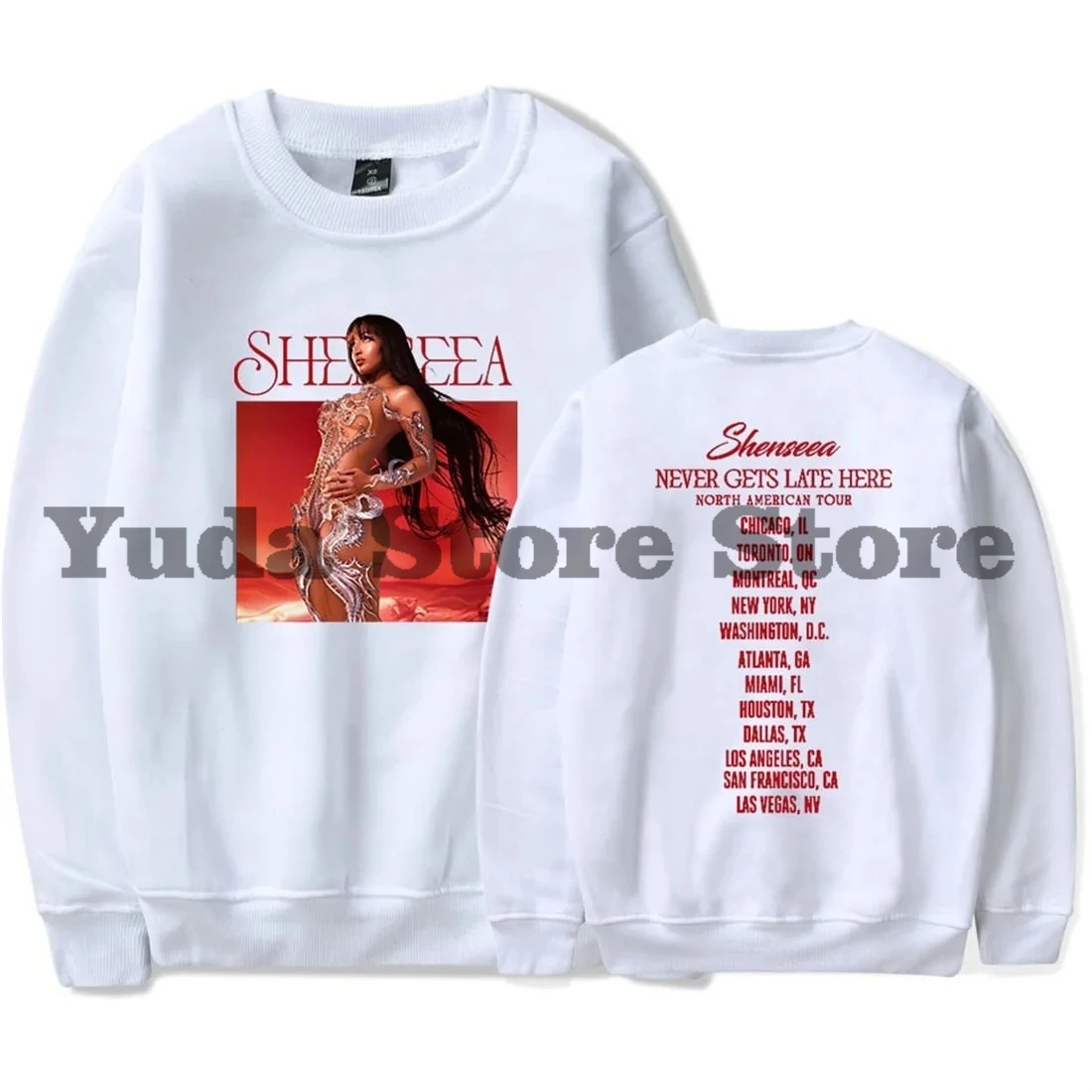 Shenseea Never Gets Late Here Tour Hoodie Unisex Long Sleeve Streetwear Women Men Hooded Sweatshirts