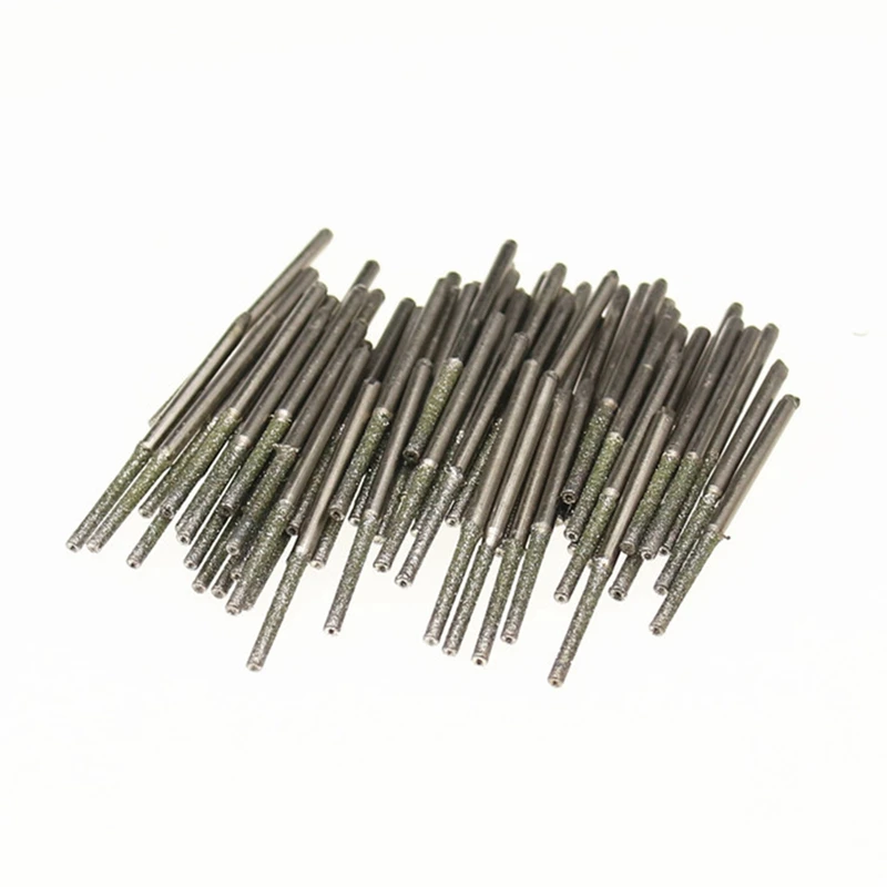 BEAU-100Pcs Ultra-Long Diamond Drilling Bits Emery Diamond Abrasive Bits Peeling Needle A Type Teeth Grinding Burr