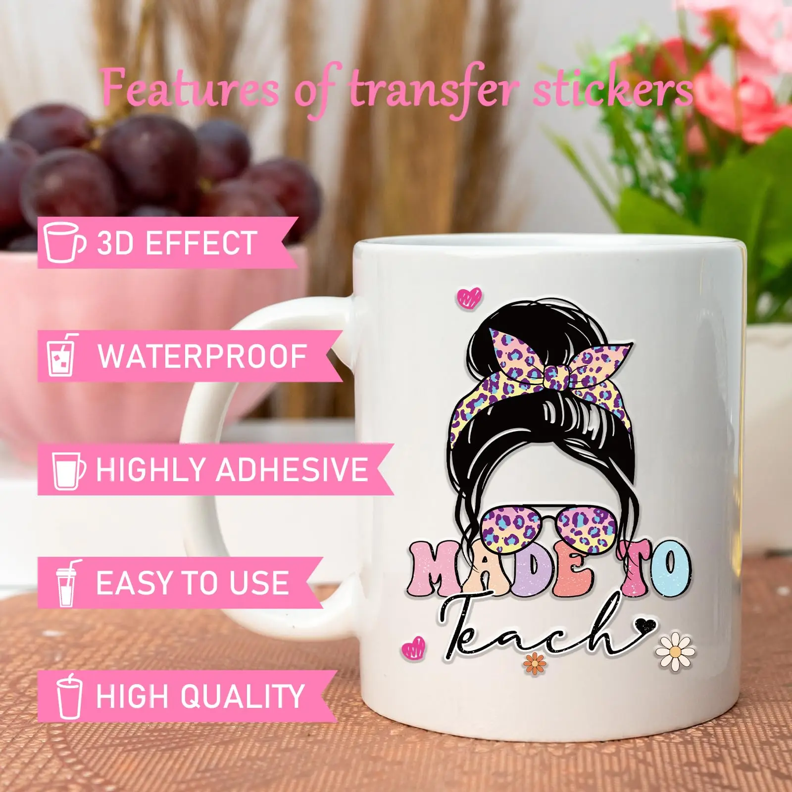 popular Cartoon Dollhouse series 16oz UV DTF 3D Transfers Sticker Decals cup Wraps For Glass Can Cup Craft DIY Gift Creative view 2